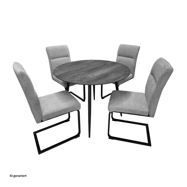 Sitzgruppe Liron 1 Tisch 4 Schwingstühle Grau