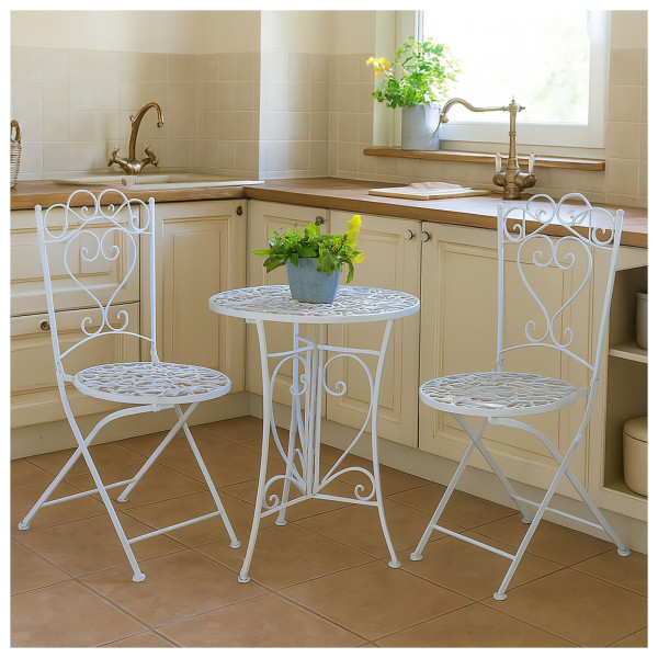 HTI-Living aus Metall - Weiß Romantisches 3-teiliges Bistro-Set