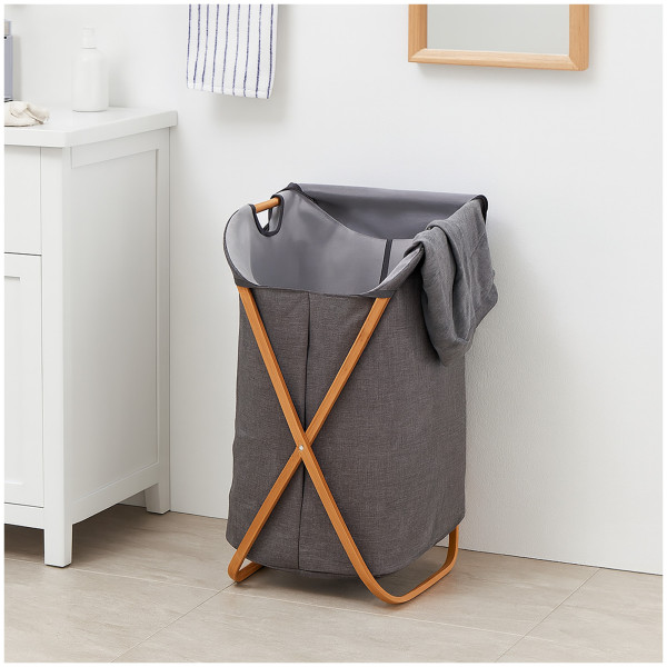 HTI-Living und Polyester-Sack, 60 Liter Wäschesammler mit Bambusgestell
