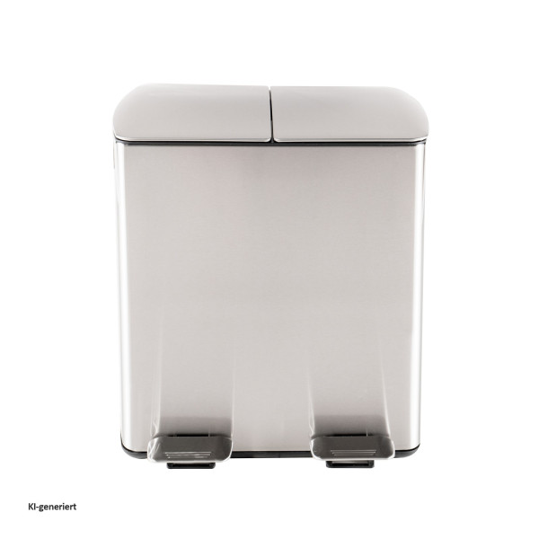 2-Kammer Mülleimer Jannik 40L Silber