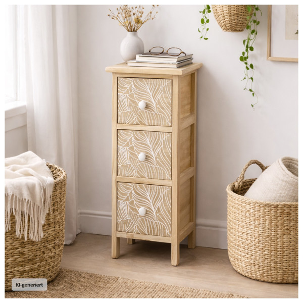 Kommode1 Melia Blätter artisaneiche-weiß