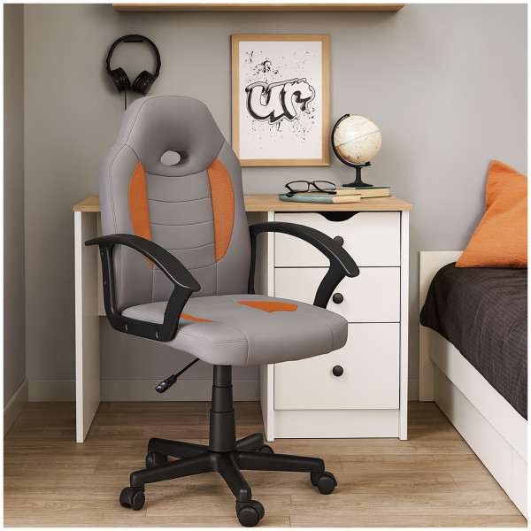 HTI-Living Daytona Junior Grau-Orange Schreibtischstuhl höhenverstellbar