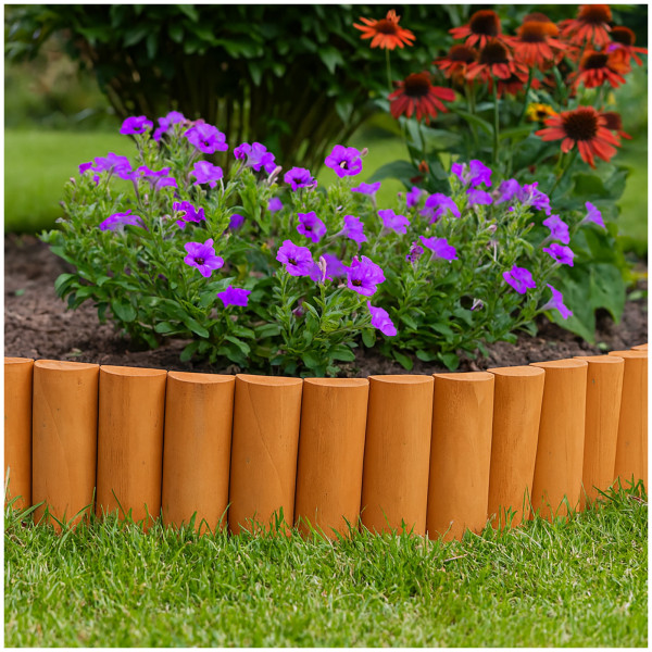 HTI-Living halbrund braun Beetumrandung Holz