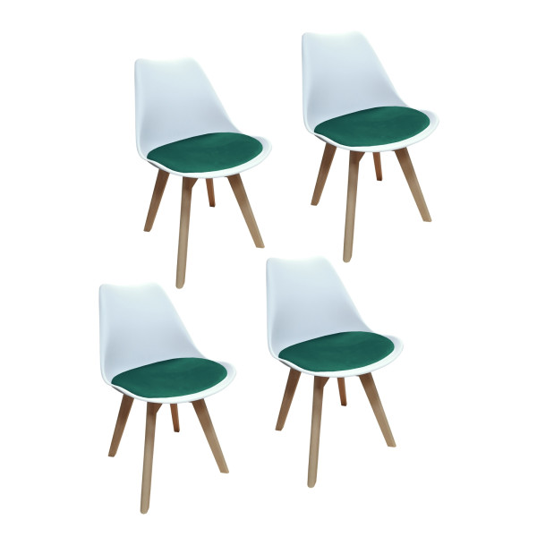 Stuhl Atlanta Weiß/Velvet Grün 4er-Set