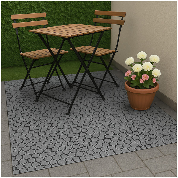 HTI-Living Stecksystem wetterfest für Terrasse und Balkon Kunststoff Bodenplatten 4er Set 30 x 30 cm