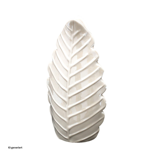 Porzellan Vase "Monstera-Blatt", weiß, Perlmuttef