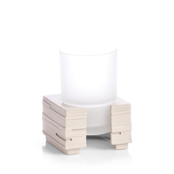 Zahnputzbecher "Schiefer", Polyresin, beige
