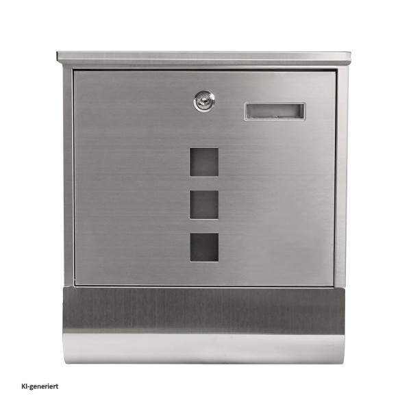 Edelstahlbriefkasten mit Zeitungsrolle Amin Silber