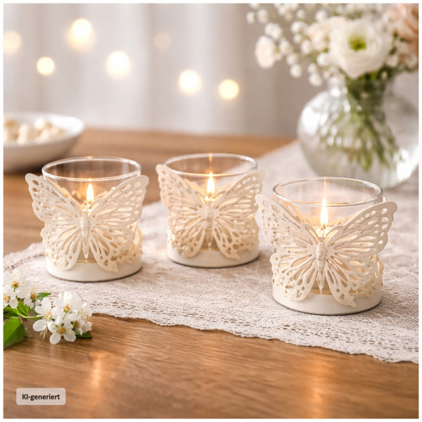 Teelichthalter Butterfly 3er Set