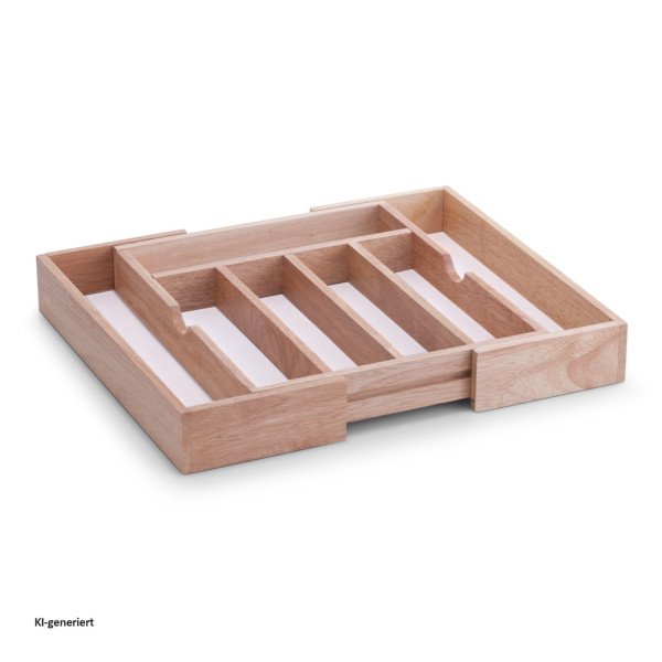 Besteckkasten, ausziehbar, Gummibaum/Melamin
