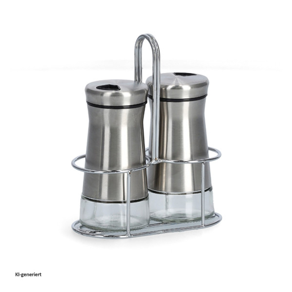 Salz-/Pfefferstreuer-Set, 3-tlg., Glas/Edelstahl