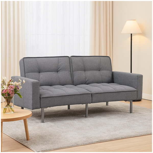 Schlafsofa Brigga Leinen Grau