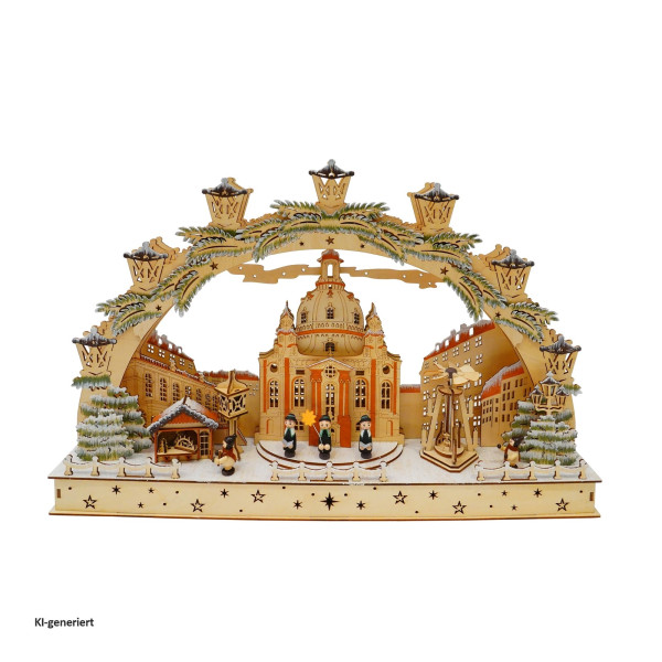 LED Lichterbogen 60 cm mit Kirche und Sternsinger