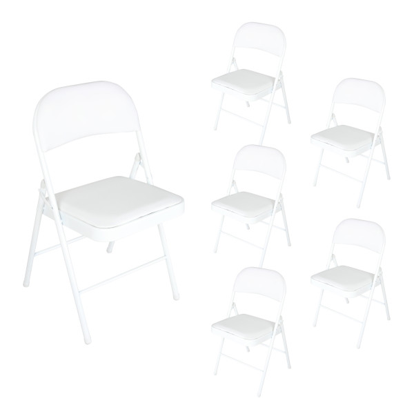 HTI-Living Wedigo Kunstleder Weiß-Weiß 6er-Set Klappstuhl