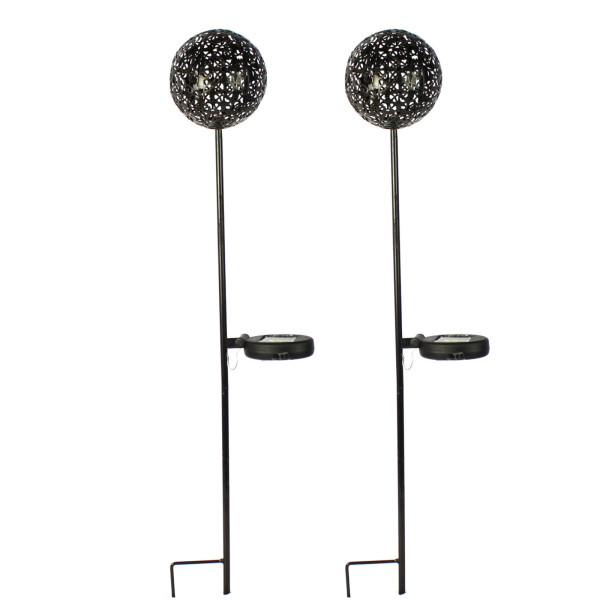 Solarlaterne Luna flower Braun Metall 2er Set