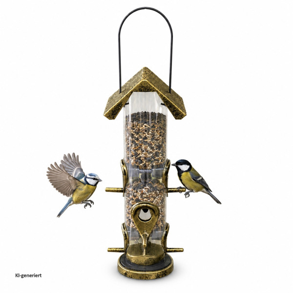 Vogelfutterspender Nessa, Röhre, metallic gold
