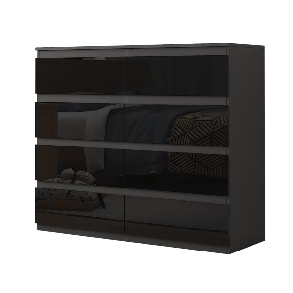 HTI-Living Hochglanz Schwarz Kommode Kenji 8 Schubladen