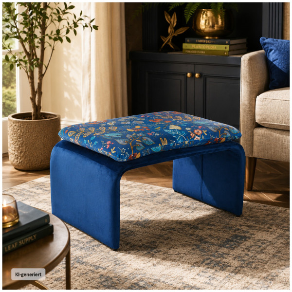 Hocker Vance mit Muster Blue Fantasy