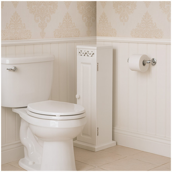 HTI-Living Schmaler Badschrank im Landhausstil Toilettenpapierschrank Weiß