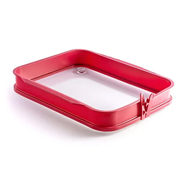 Coox Silikon Backform für Aufläufe und Kuchen Auflaufform groß mit Glas-Servierplatte