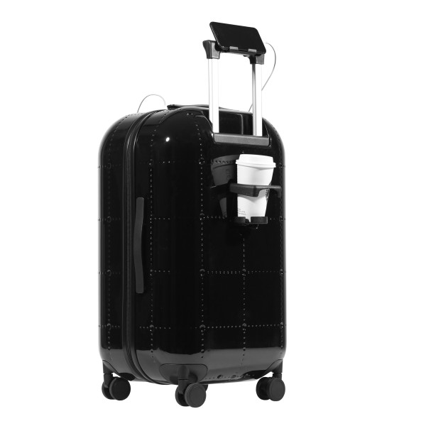 HTI-Living Schwarz glänzend Koffer mit Teleskopgriff und Becherhalter