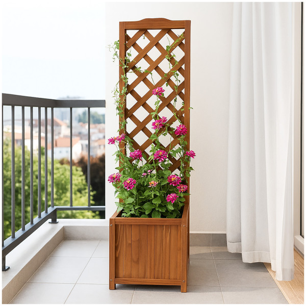 HTI-Living Blumenkasten für Terrasse, Balkon und Garten Pflanzkasten mit Rankgitter aus Holz