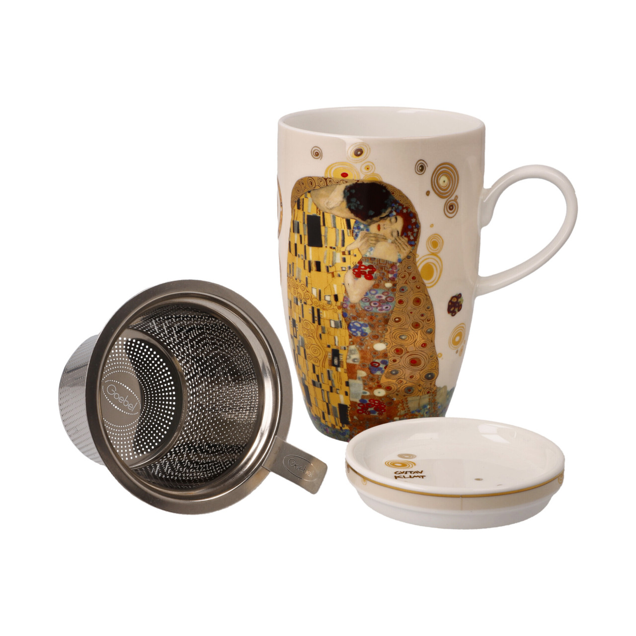 Goebel Teetasse mit Sieb und Deckel Gustav Klimt - Der Kuss