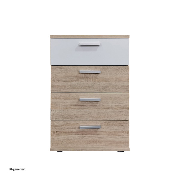 Nachtkonsole Nachtschrank Nina 4 Sonoma Weiß