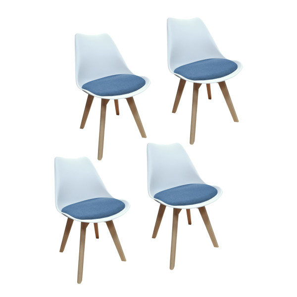 Stuhl Atlanta Weiß/Webstoff Blau 4er-Set