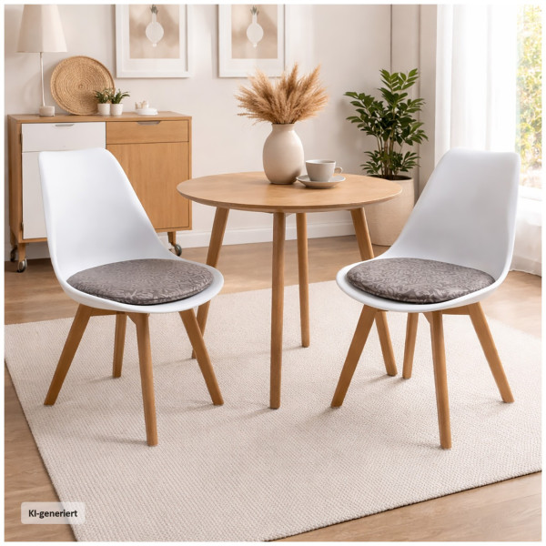 Stuhl Atlanta Weiß/PU Braun Muster 2er-Set