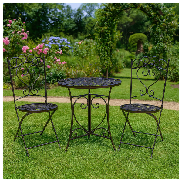 HTI-Living 3-teiliges Bistro-Set aus Metall Romantische Gartenmöbel im Vintage-Stil