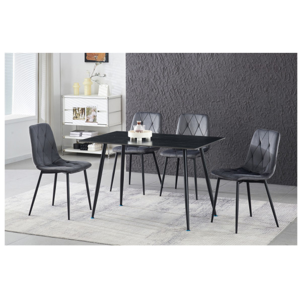 HTI-Living Velvet Grau Stuhl Mesa Eco 2er-Set