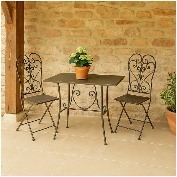 HTI-Living Rechteckig dekorativ Vintage Gartentisch Metalltisch Rostoptik