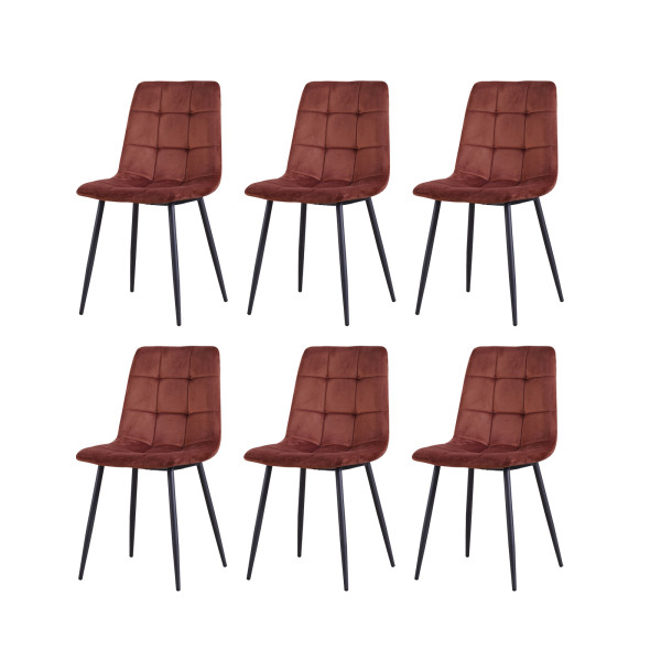 Stuhl Mesa Velvet braun 6er Set
