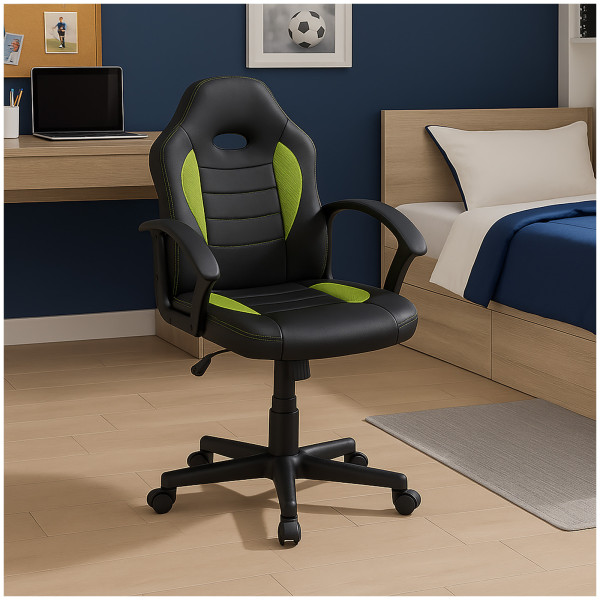 HTI-Living ergonomischer Drehstuhl Schwarz-Grün Schreibtischstuhl Junior höhenverstellbar