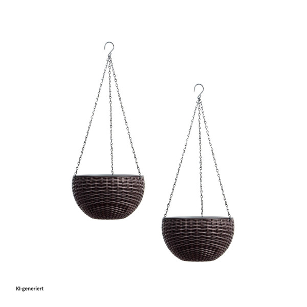 Blumenampel Nessa, Korb, braun, 2er Set