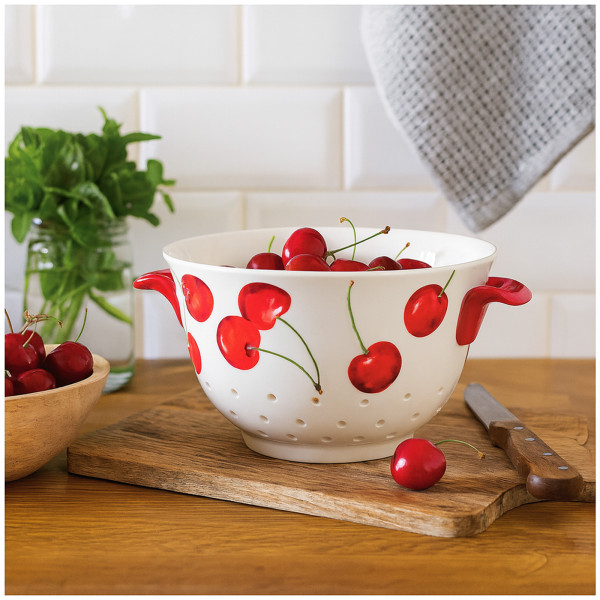 neuetischkultur stilvolles Sieb für Obst, Gemüse und Pasta Keramik Küchensieb mit Griffen