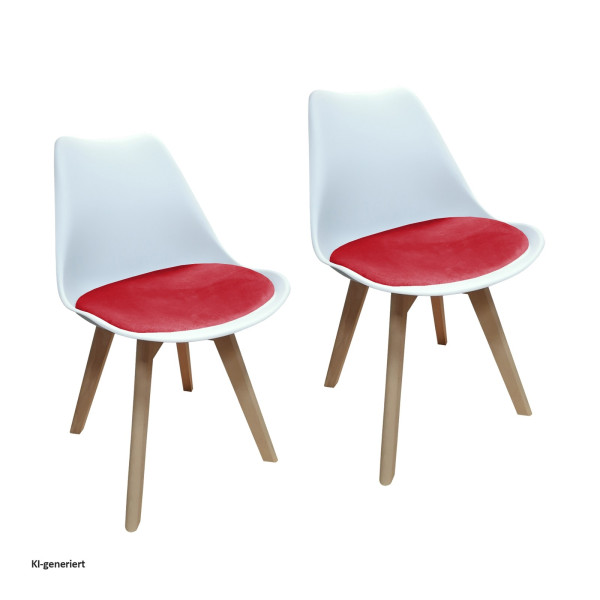 Stuhl Atlanta Weiß/Velvet Rot 2er-Set