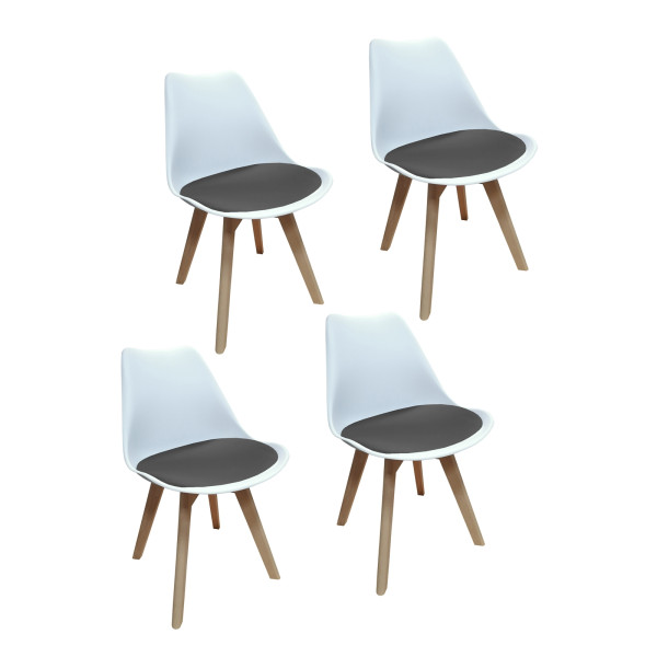 Stuhl Atlanta Weiß/Velvet Grau 4er-Set