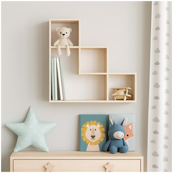 HTI-Living Stufenform Regal 61 x 56 x 17 cm Modernes Wandregal Sonomafarben