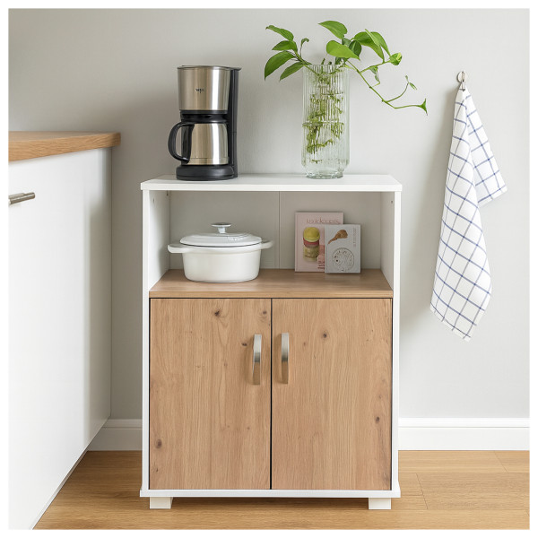 HTI-Living mit Türen in Artisaneiche Küchenschrank Blanca Weiß