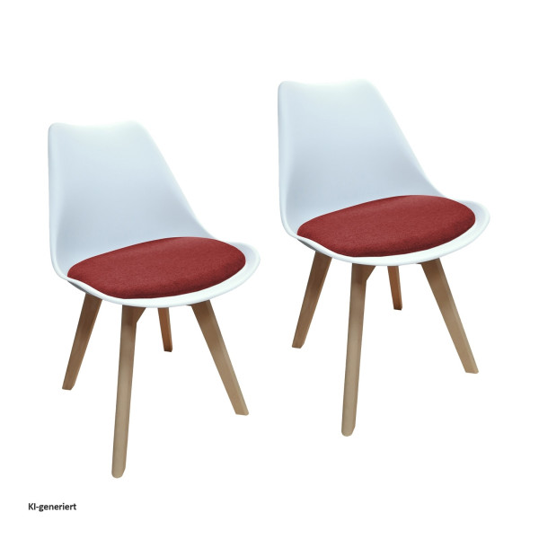 Stuhl Atlanta Weiß/Webstoff Rot 2er Set