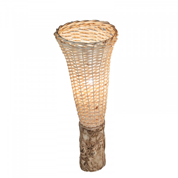formano Holzsockel Rattan-Lampe schmal