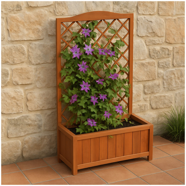 HTI-Living Blumenkasten für Terrasse und Balkon Pflanzkasten mit Rankgitter aus Holz