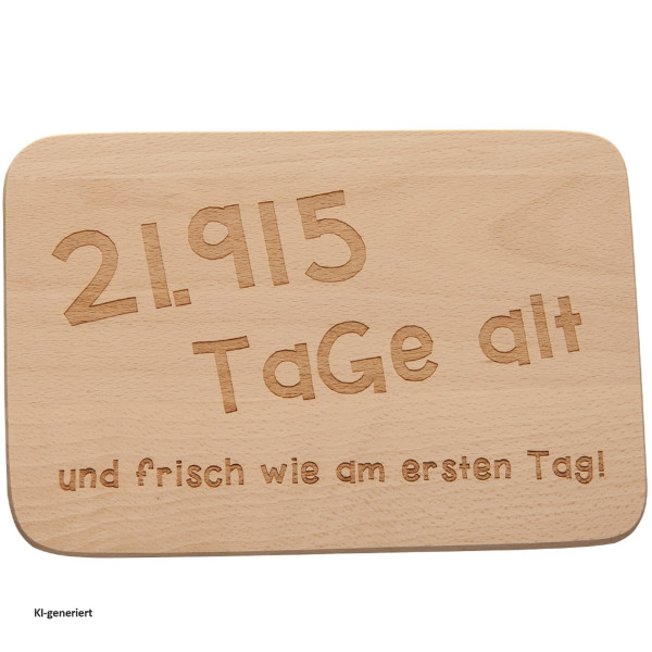 Frühstücksbrettchen "21.915 Tage" (60. Geb.)