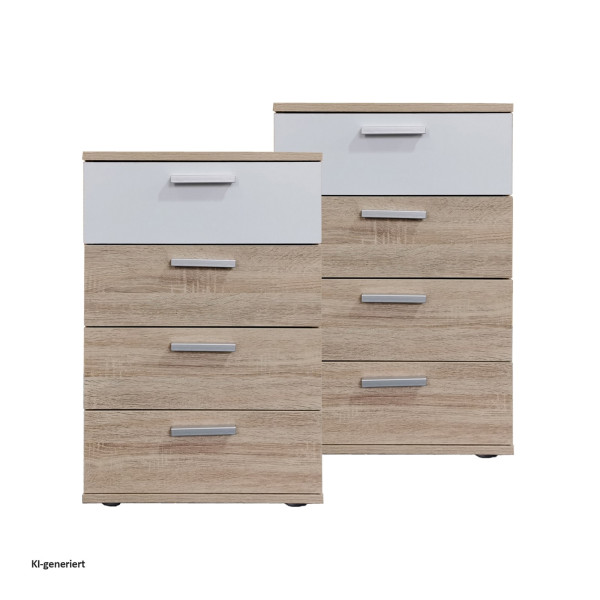 Nachtkonsole Nachtschrank Nina 4 Sonoma Weiß 2er