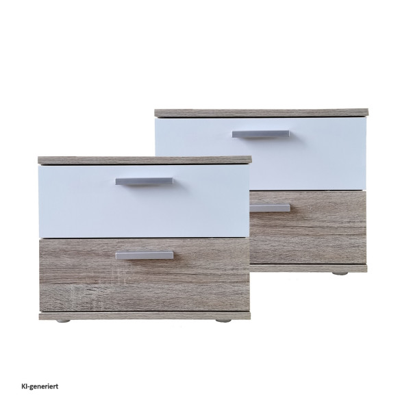 Nachtkonsole Nachtschrank Nina 2 Sonoma Weiß 2er