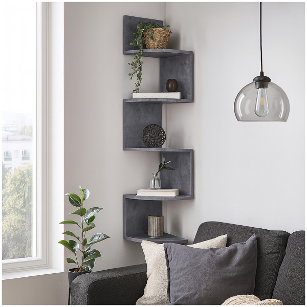 HTI-Living mit 5 Ablagen modernes Wandregal platzsparend Eckregal Hängeregal Beton