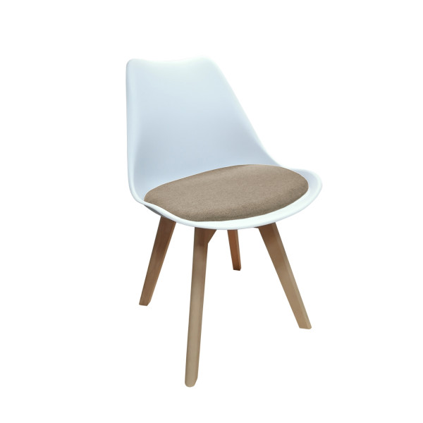 Stuhl Atlanta Weiß/Webstoff Beige