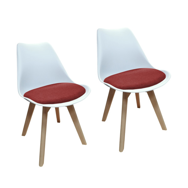 Stuhl Atlanta Weiß/Webstoff Rot 2er Set